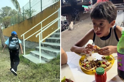 Después del colegio, la mujer llevó a sus hijos a cenar tacos