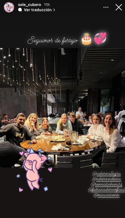 Después del festejo en el bowling, la familia fue a cenar a un restaurante (Foto: Instagram @sole_cubero)