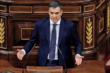 El socialista Pedro Sánchez durante su discurso