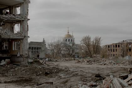 Edificios destruidos en Izium, Ucrania, el 7 de noviembre de 2022.