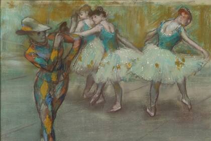 Detalle de Arlequín danzando, pintura de Degas comprada por el MNBA que perteneció a Aristóbulo del Valle
