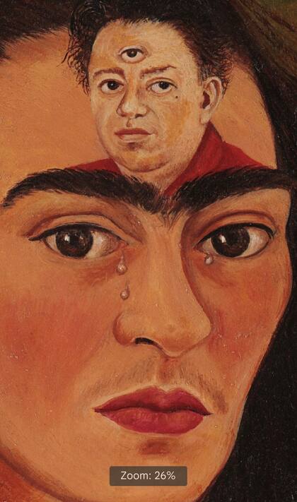 Detalle de Diego y yo (1949). de Frida Kahlo
