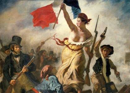 Detalle de La Libertad Guiando a su Pueblo, de Eugene Delacroix