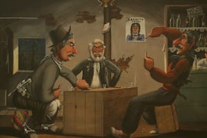 Detalle de la témpera “El truco”