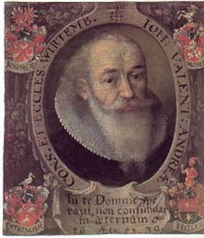 Detalle de un retrato de Johann Valentin Andreae