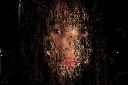 Detalle de una de las obras de Mariano Sardon que llamaron la atención de los reyes en el stand de la galería argentina Ruth Benzacar