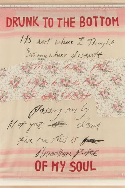 Detalle de una obra de Tracey Emin, Borracha hasta el fondo de mi alma (2002)