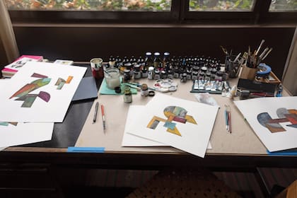 Detalle de uno de sus dibujos.