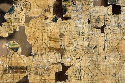 Detalle del Papiro de Turín que representa escenas de prostitutas, sus clientes y varias posiciones para hacer el amor; Egipto Antiguo. XIX dinastía c 1295 1186 a.C.