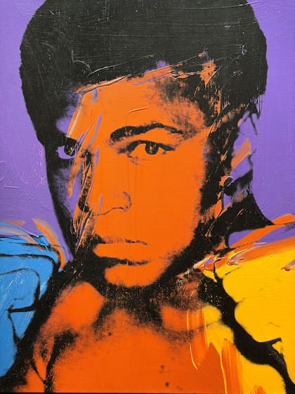 Detalle del retrato de Muhammad Alí realizado en 1977 por Andy Warhol y vendido por Lévy Gorvy Dayan en 18 millones de dólares