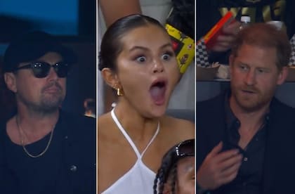 Di Caprio, Selena Gómez y el príncipe Harry en el partido de Messi
