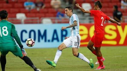 Di María fue el mejor en la goleada ante Singapur