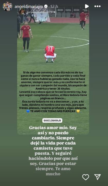 Di María le respondió a su esposa en Instagram
