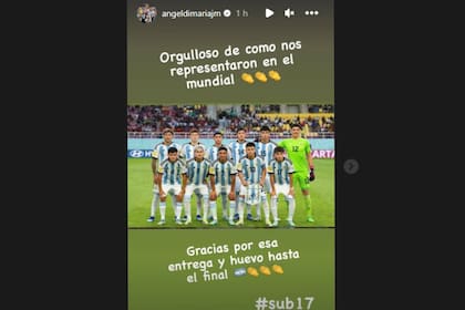 Di María también se sumó al saludo para los jugadores del Sub 17