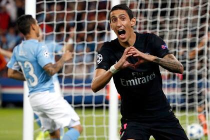 Di María y su primer festejo con el PSG