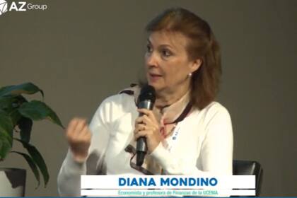 Diana Mondino, durante el evento en vivo en el Malba