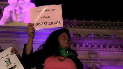 Diana Sacayán en la marcha #Niunamenos
