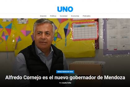 Diarios mendocinos dan por ganador de Alfredo Cornejo antes siquiera de que se den a conocer los primeros resultados