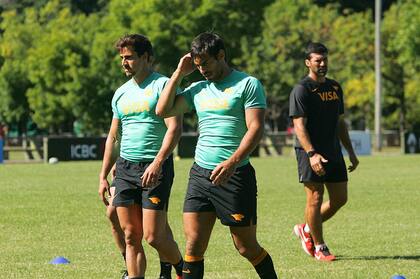 Díaz Bonilla y Ezcurra en el entrenamiento de Jaguares