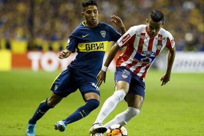 Díaz, en la Bombonera, cuando Junior jugó con el xeneize en la última Copa Libertadores