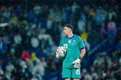 Dibu bajo la lluvia en la Bombonera