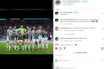 Dibu festejó el triunfo en las redes sociales (Captura Instagram @emi_martinez26)