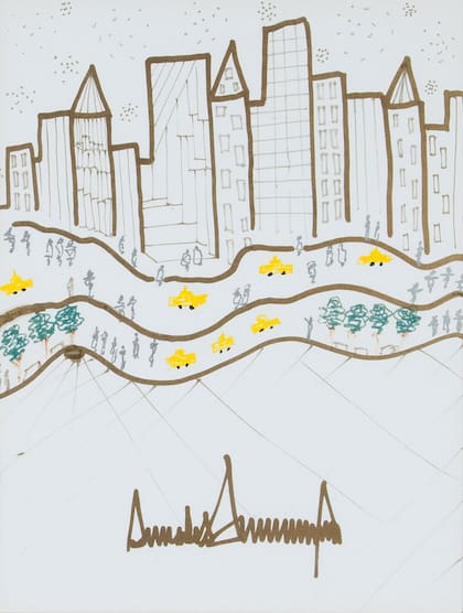 Dibujo de 2005 subastado en Heritage Auctions, con el panorama de Nueva York