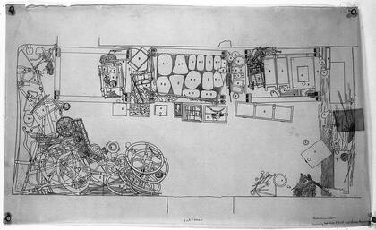 Dibujo de Carter de los objetos situados en la antecámara de la tumba de Tutankamón.
GRIFFITH INSTITUTE