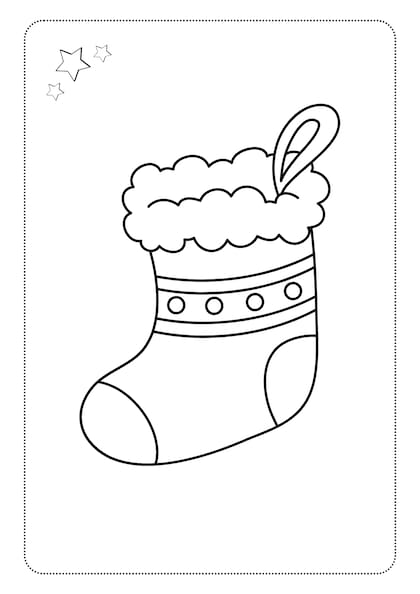 Dibujo de la típica media que se cuelga en Navidad para colorear con los niños