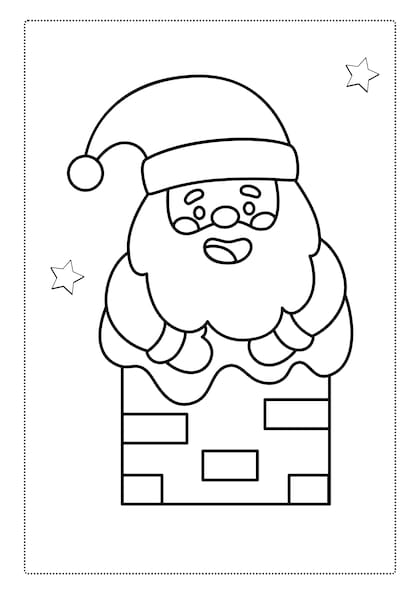 Dibujo de Papá Noel en la chimenea para colorear con los niños