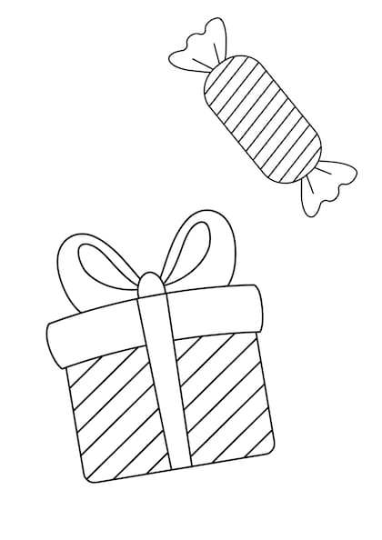 Dibujo de regalos de Navidad para colorear con los niños