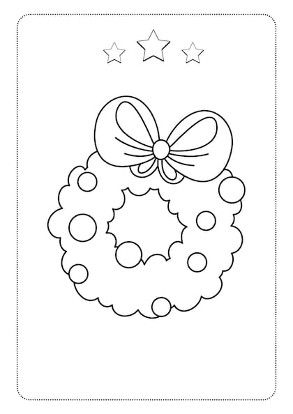Dibujo de una corona de Navidad para colorear con los niños