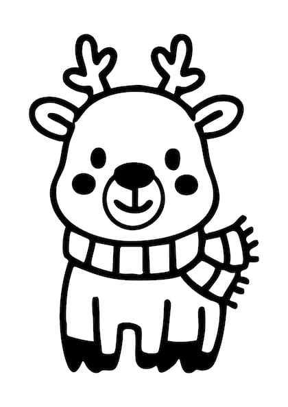 Dibujo de uno de los renos de Papá Noel para colorear con los niños