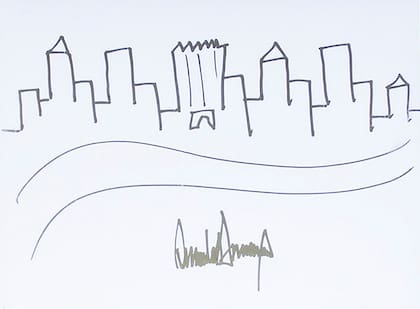 Dibujo subastado en Nate D. Sanders Auctions, con el panorama de Manhattan (2005)