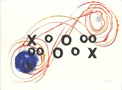 Dibujos en papel de Eduardo Kac sobre su serie espacial