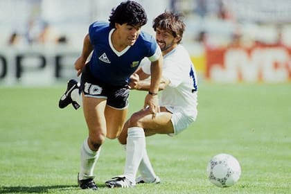 Diego Armando Maradona, en el partido contra Uruguay de octavos de final del Mundial 1986