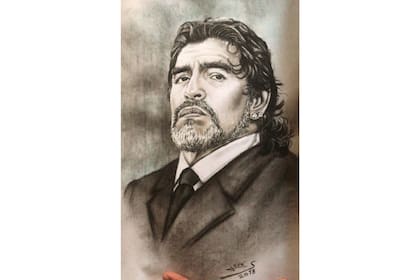 Un fiel retrato de Maradona pintado por el padre de Diego Armando Salas