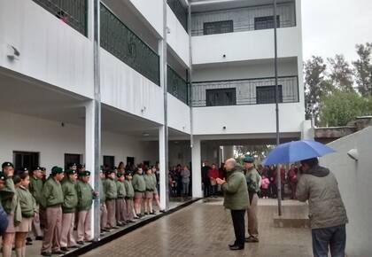 Diego Bechis, en el Instituto Técnico General Manuel Belgrano, de Pilar, en Córdoba