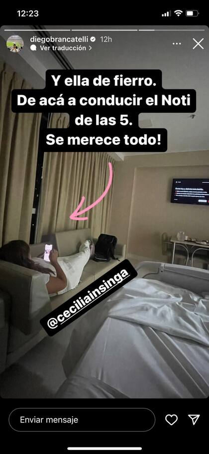 Diego Brancatelli agradeciendo a su mujer Cecilia Insinga