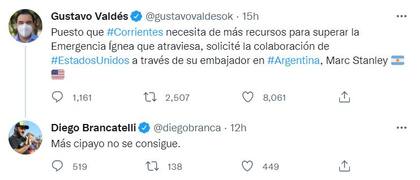 Diego Brancatelli cruzó a Gustavo Valdés por los incendios en Corrientes