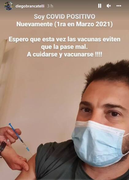 Diego Brancatelli habló en Instagram sobre su nuevo contagio de coronavirus