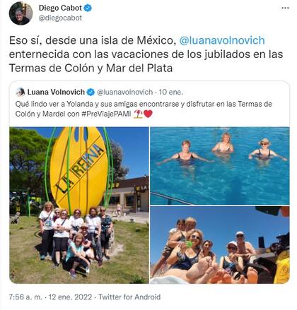 Diego Cabot arremetió contra Luana Volnovich