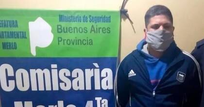 Diego Hernán Herrera, tras ser detenido, acusado del homicidio de Lucinda Palavecino en la localidad de Libertad, Merlo