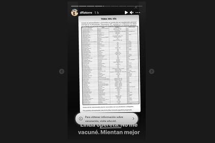 Diego Latorre desmintió estar en una lista de vacunados vip