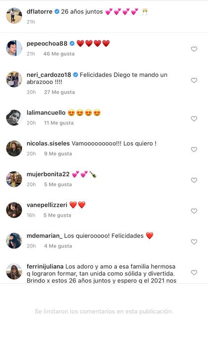 Diego Latorre limitó los comentarios al posteo que subió por su aniversario con Yanina.