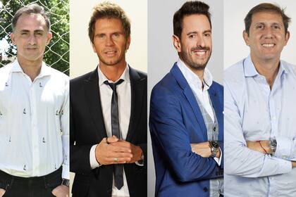 Diego Latorre y Sebastián Vignolo, de Fox Sports Premium, y Pablo Giralt y Juan Pablo Varsky, de TNT Sports.