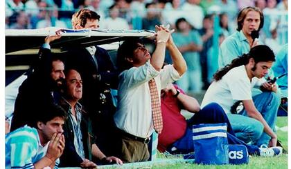 Diego Maradona en su etapa como entrenador de Racing