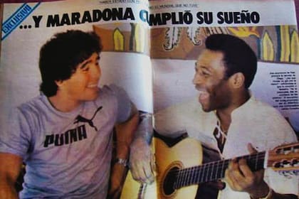 Diego, Pelé y una guitarra en la reunión cumbre realizada en Copacabana, el 9 de abril de 1979