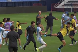 Piñas, patadas voladoras y hasta ¡el banderín del córner! entre Argentina y Ecuador