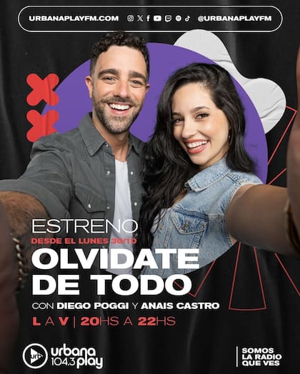 Diego Poggi y Anais Castro llegan a Urbana Play con un programa musical que se emitirá de 20 a 22